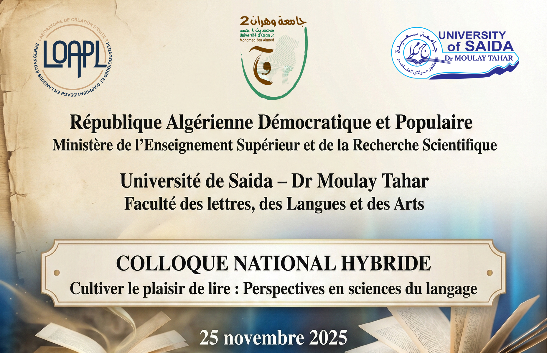 Cultiver le plaisir de lire: Perspectives en sciences du langage : Colloque national à l'Université de Saida