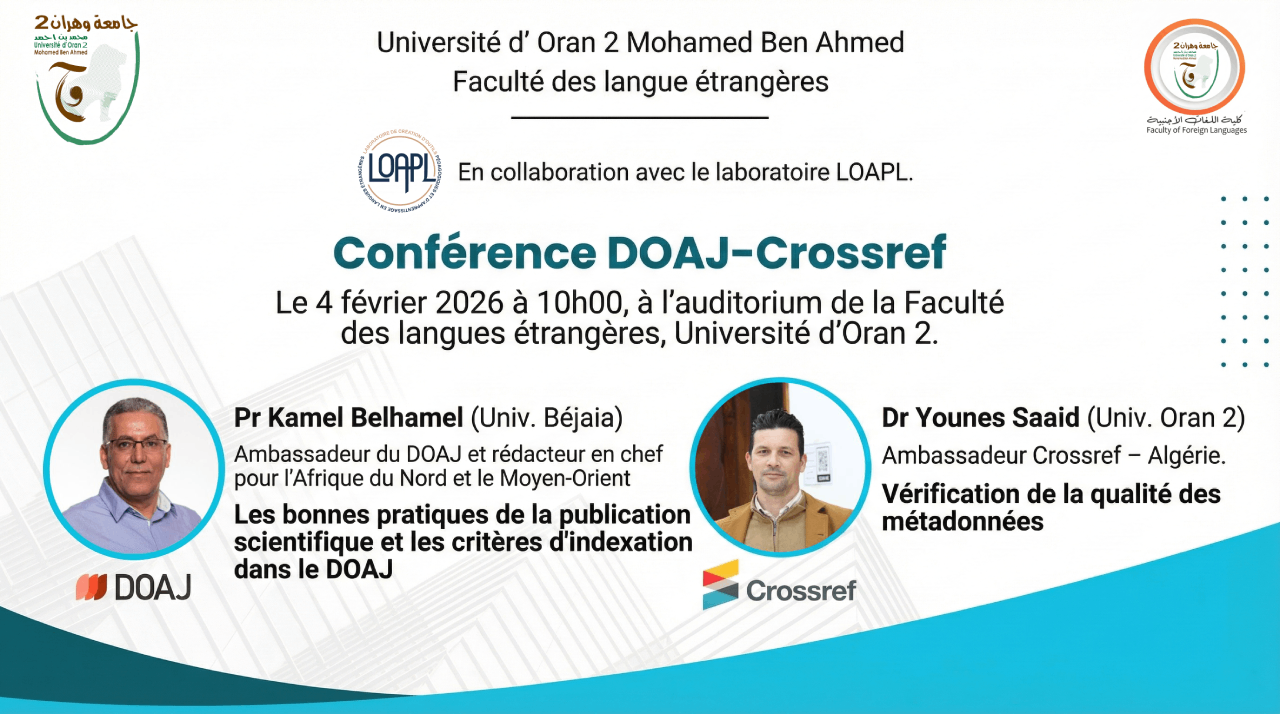 Conférence DOAJ–Crossref à l’Université d’Oran 2 : Vers l’Excellence de la Publication Scientifique