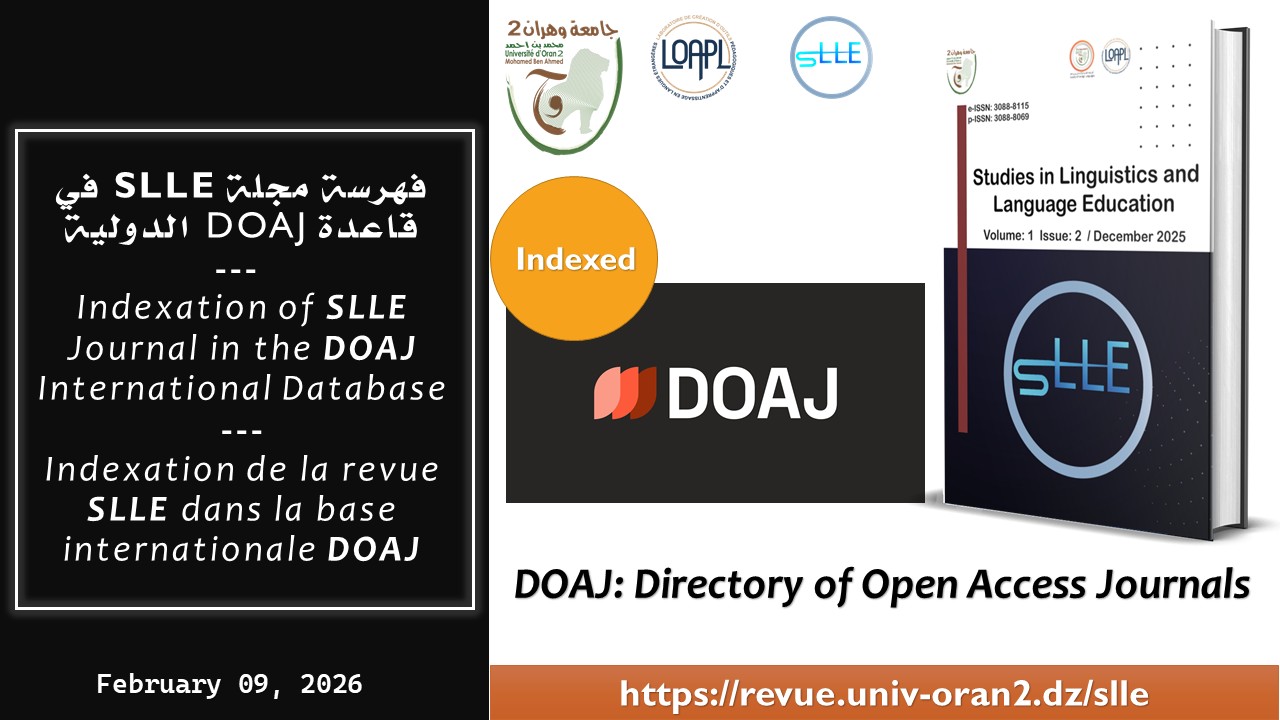 La revue SLLE officiellement indexée dans le DOAJ