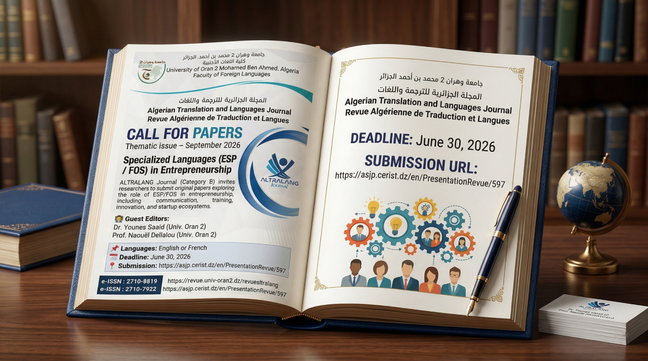 Appel à contributions 2026 : Langues spécialisées (ESP / FOS) en entrepreneuriat – Revue ALTRALANG